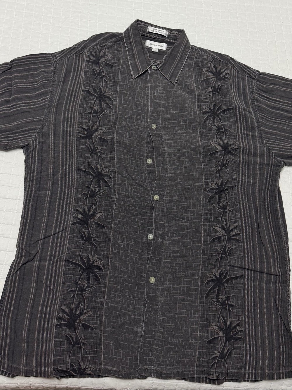 Pierre Cardin Rayon Tropical Button Up Shirt L